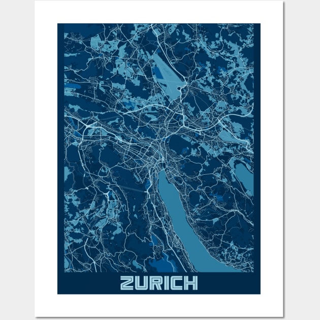 Zurich - Switzerland Peace City Map Wall Art by tienstencil